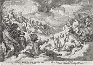Jupiter Taking Council from the Gods about the Destruction of the Universe, published 1589. Creator: Hendrik Goltzius.