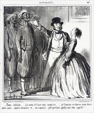 Tiens, Adélaïde...j'ai voulu te faire une surprise.., 1859. Creator: Honore Daumier.