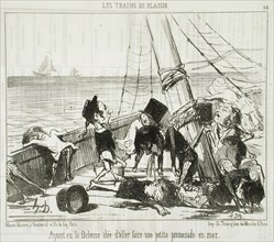 Ayant eu la fâcheuse idée d'aller...en mer, 1852. Creator: Honore Daumier.