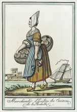 Costumes de Différent Pays, 'Marchande d'huitres des Environs de la Rochelle', c1797. Creator: Jacques Grasset de Saint-Sauveur.