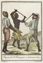Costumes de Différents Pays, 'Negres de St. Domingue se Battant au Bâton', c1797. Creator: Jacques Grasset de Saint-Sauveur.