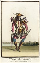 Recueil des modes de la cour de France, 'Habit de Sauetier', Bound 1703-1704. Creators: Jean Lepautre, Jean Berain, Jacques Le Pautre.