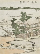Page from the book Azuma Asobi; (Ushijima, Nakataya), c1802. Creator: Hokusai.