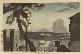 Mt. Fuji at Dusk from Edo Bridge, 1879. Creator: Kobayashi Kiyochika.