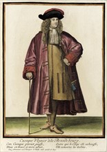 Recueil des modes de la cour de France, 'Casaque d'Hyuer à la Brandebourg', between c1675 and c1686. Creator: Nicolas Bonnart.