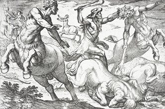 Hercules and the Centaurs, 1608. Creators: Nicolaus van Aelst, Antonio Tempesta.