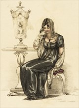 Fashion Plate (Evening Mourning Dress), 1810. Creator: Rudolph Ackermann.