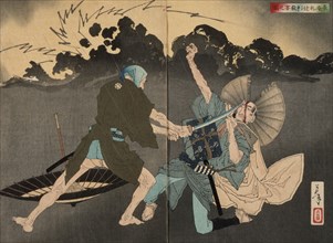 Murai Choan Killing His Younger Brother at the Crossroads, 1886. Creator: Tsukioka Yoshitoshi.