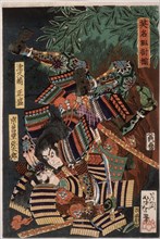 Tsukushima Masamori Fighting Kyosokabe Yataro, 1865. Creator: Tsukioka Yoshitoshi.