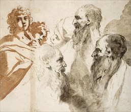Sheet of Studies: Six Heads, mid-17th century. Creator: Unknown.