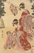 Women Dancing at New Years as Monkey Trainers, c1800. Creator: Utagawa Toyokuni I.
