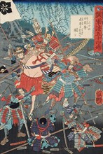 The Defeat of Michihide by the Old Retainers, 1864. Creator: Yoshitsuya.