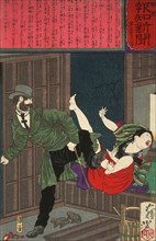 A Wicked Foreigner Refuses to Pay a Young Prostitute, 1875. Creator: Tsukioka Yoshitoshi.