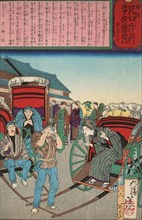The Loyal Wife Koto Recognizes Her Long-Lost Husband as a Rickshaw Driver, published in 1875. Creator: Tsukioka Yoshitoshi.