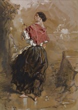 Peasant Girl Smoking, 1849. Creator: Paul Gavarni.