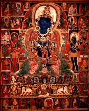 Vajradhara with Mahasiddhas, c1400. Creator: Unknown.