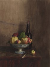 Still Life with Fruit Bowl (Quinces, Apples and a Pear), 1863. Creator: Leon Bonvin.