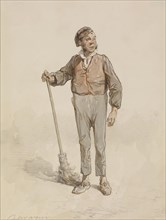 Man with Broom, 1855-1857. Creator: Paul Gavarni.