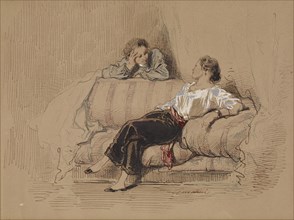 Lady on Sofa, c1850. Creator: Paul Gavarni.