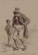 Intoxicated Man and Boy, c1859. Creator: Paul Gavarni.