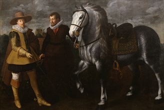 Prince Maurits with His Horse and Groom, 1624. Creator: Adriaen van Nieulandt.