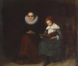 Old Woman and Child Reading a Book, 1840s. Creator: Richard Caton Woodville.