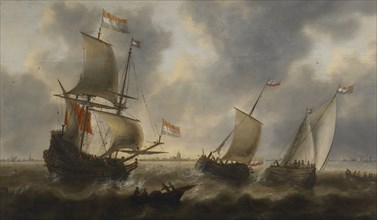 Ships at Sea, 1660-1669. Creator: Jacob Adriaensz. Bellevois.