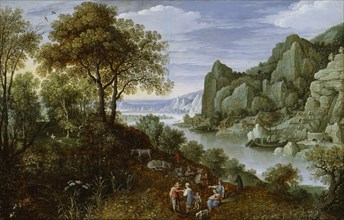 River Landscape with Mining, 1620-1629. Creator: Marten Ryckaert.