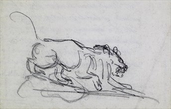 Stalking Lion, c1830. Creator: Antoine-Louis Barye.