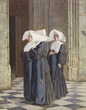 Three Nuns in the Portal of a Church, c1860. Creator: Armand Gautier.