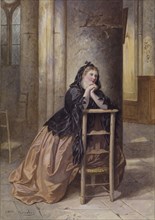 Woman Kneeling in Prayer, 1864. Creator: Alexandre Couder.