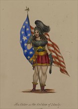 Mrs. Keller as the Goddess of Liberty, 1855-1859. Creator: Alfred Jacob Miller.