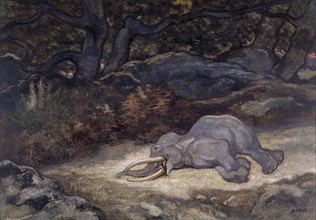 Elephant Asleep, c1850s-1860s. Creator: Antoine-Louis Barye.
