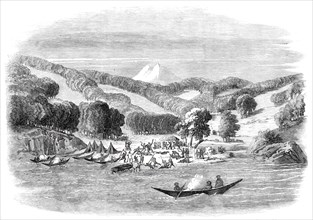 Massacre of a mission party of the "Alan Gardiner" by the natives at Woolya, Tierra del Fuego, 1860. Creator: Unknown.