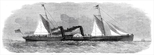 New steam-ship "Giraffe" for the Glasgow and Belfast Royal Mail line, 1860. Creator: Unknown.