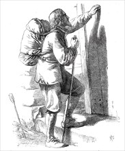Christian Knocking at the Gate, from "The Pilgrim's Progress", 1860. Creator: Unknown.