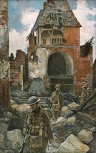 'Dans les villes liberees (mars 1917); Soldats anglais dans les vieux remparts de Peronne', 1917. Creator: Francois Flameng.