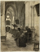Women Praying in Church, 1875/1885. Creator: Leon-Augustin Lhermitte.