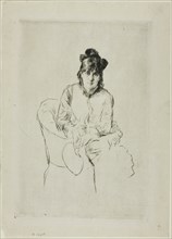 Portrait of Berthe Morisot, c. 1876. Creator: Marcellin Desboutin.