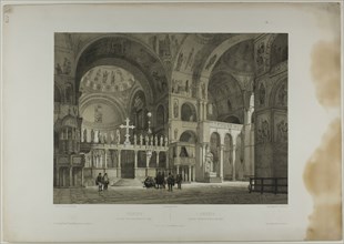 Venice: Second interior View of St. Mark's, plate sixteen from Italie Monumentale et Pi..., c. 1848. Creator: Nicolas-Marie-Joseph Chapuy.