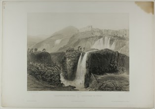Waterfalls of Tivoli, plate eighteen from Italie Monumentale et Pittoresque, c. 1848. Creator: Nicolas-Marie-Joseph Chapuy.