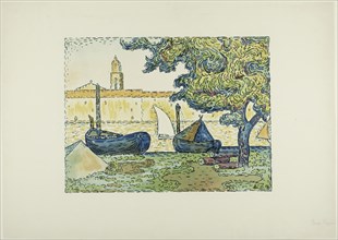 The Port of St. Tropez II, from the seventh album of L'Estampe originale, 1894. Creator: Paul Signac.