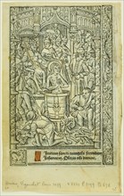 The Martyrdom of Saint John the Evangelist (recto), and December Calendar (verso), from..., 1496/97. Creator: Philippe Pigouchet.