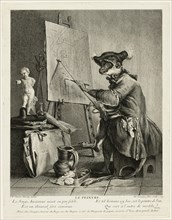 The Monkey Painter, 1743. Creator: Pierre-Louis de Surugue.