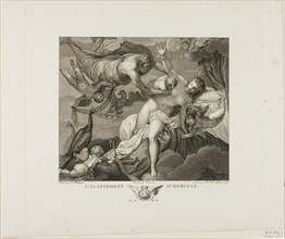 The Suckling of Hercules, plate two from La Galerie du Palais Royal, volume II, 1808. Creator: Robert de Launay.