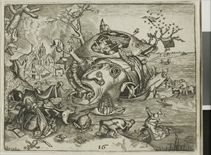 The Temptation of Saint Anthony, plate 16 from the Emblemata Secularia, published 1596 or 1611. Creator: Johann Theodor de Bry.