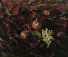 Still life with grapes and apples, c1910-1912. Creator: Anton Faistauer.