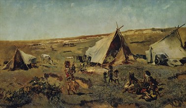 Gypsy camp in the Puszta, c1875/1880. Creator: Anton Romako.