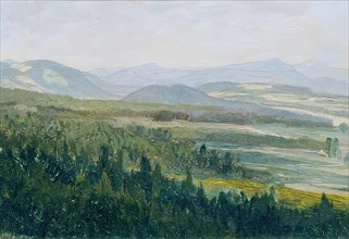 Bohemian low mountain range (from the folder "16 views of Czech landscapes 'Ceská krajina'"), 1902. Creator: Ferdinand Engelmuller.