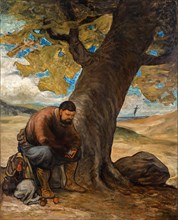 Sancho Panza, resting under a tree, c1860/1870. Creator: Honore Daumier.